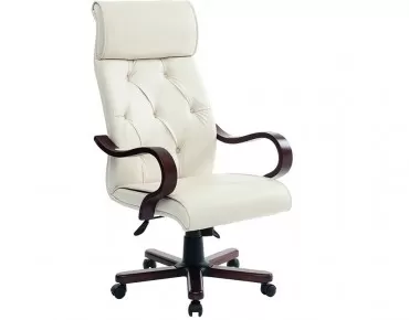 QUILTED WOODEN ARM EXECUTIVE CHAIR